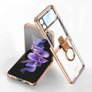 For Samsung Galaxy Z Flip4 GKK Integrated Electroplating Phone Case with Ring(Gold)