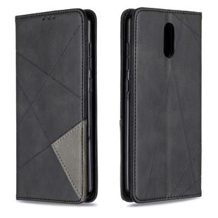 For Nokia 2.3 Rhombus Texture Horizontal Flip Magnetic Leather Case with Holder & Card Slots & Wallet(Black)