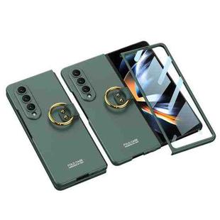 For Samsung Galaxy Z Fold4 GKK Integrated Ultra-thin Full Coverage Phone Case with Ring(Dark Green)
