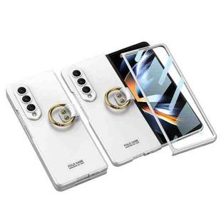 For Samsung Galaxy Z Fold4 GKK Integrated Ultra-thin Full Coverage Phone Case with Ring(White)