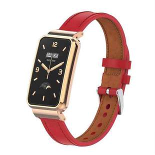 For Xiaomi Mi Band 7 Pro Microfiber Leather Metal Frame Watch Band(Red)