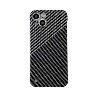 For iPhone 12 Pro Max Carbon Fiber Texture PC Phone Case(Black Grey)