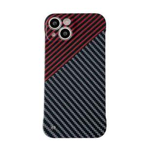 For iPhone 13 Carbon Fiber Texture PC Phone Case(Black Red)