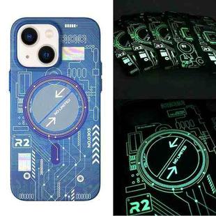 For iPhone 14 Plus Luminous Magnetic Magsafe Phone Case (Blue)