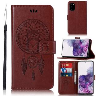 For Galaxy S20 Wind Chime Owl Embossing Pattern Horizontal Flip Leather Case, with Holder & Card Slots & Wallet(Brown)