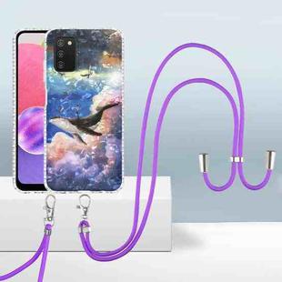 For Samsung Galaxy A03s US 2.0mm Airbag Shockproof TPU Phone Case with Lanyard(Whale)