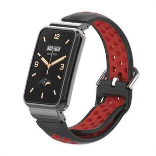 For Xiaomi Mi Band 7 Pro Silicone Metal Frame Watch Band(Black + Red)