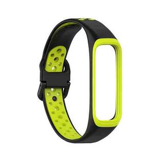 For Samsung Galaxy Fit 2 SM-R220 Two-color Silicone Watch Band(Black Green)