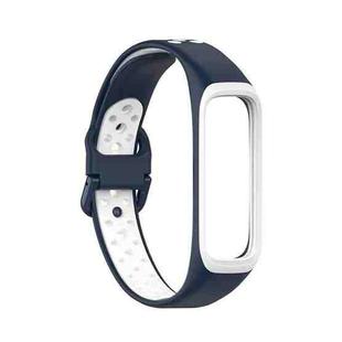 For Samsung Galaxy Fit 2 SM-R220 Two-color Silicone Watch Band(Midnight Blue White)