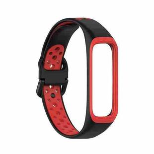 For Samsung Galaxy Fit 2 SM-R220 Two-color Silicone Watch Band(Black Red)