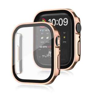 Life Waterproof 2 in 1 PC Frame + Tempered Glass Protective Case For Apple Watch Series 9 / 8 / 7 45mm(Rose Gold)