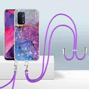 For OPPO A54 5G/A74 5G/A93 5G 2.0mm Airbag Shockproof TPU Phone Case with Lanyard(Blue Purple Marble)