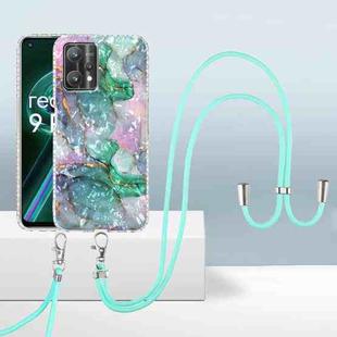 For Realme 9 Pro 5G 2.0mm Airbag Shockproof TPU Phone Case with Lanyard(Ink Green Marble)