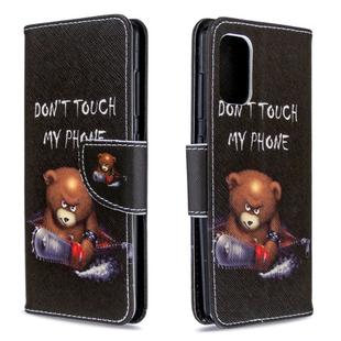 For Galaxy A41 Colored Drawing Pattern Horizontal Flip Leather Case with Holder & Card Slots & Wallet(Bear)
