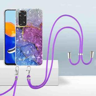 For Xiaomi Redmi Note 11 Global /Note 11S 2.0mm Airbag Shockproof TPU Phone Case with Lanyard(Blue Purple Marble)