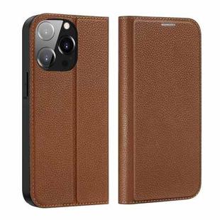 For iPhone 14 Pro DUX DUCIS Skin X2 Series Horizontal Flip Leather Phone Case(Brown)