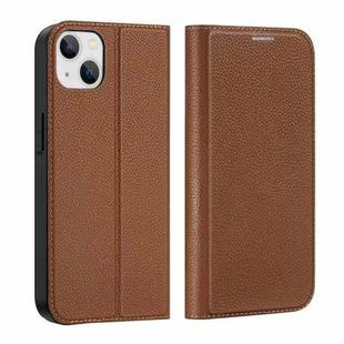 For iPhone 14 Plus DUX DUCIS Skin X2 Series Horizontal Flip Leather Phone Case (Brown)