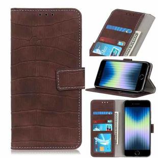 For iPhone SE 2022 / SE 2020 Crocodile Texture Horizontal Flip Leather Case with Holder & Card Slots & Wallet(Brown)