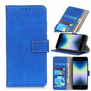 For iPhone SE 2022 / SE 2020 Crocodile Texture Horizontal Flip Leather Case with Holder & Card Slots & Wallet(Blue)