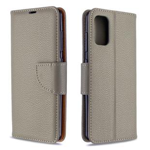 For Galaxy A41 Pure Color Horizontal Flip PU Leather Case with Holder & Card Slots & Wallet & Lanyard(Grey)