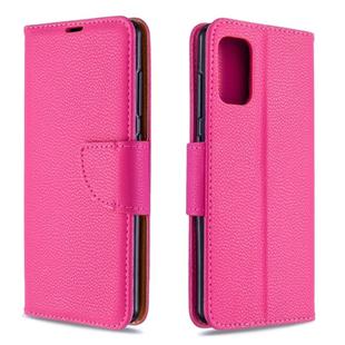 For Galaxy A41 Pure Color Horizontal Flip PU Leather Case with Holder & Card Slots & Wallet & Lanyard(Rose Red)