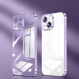 For iPhone 14 Crystal Plated High Transparency Phone Case (Light Purple)