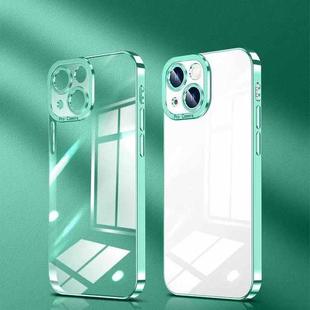 For iPhone 14 Plus Crystal Plated High Transparency Phone Case (Light Green)