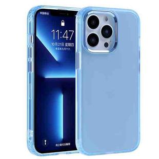 Electroplated Mirror Frame Frosted Phone Case For iPhone 13(Blue)