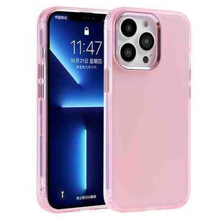 Electroplated Mirror Frame Frosted Phone Case For iPhone 12 Pro Max(Pink)