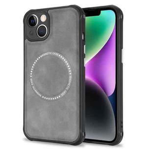 For iPhone 14 Lambskin Texture Magsafe Magnetic Phone Case (Grey)