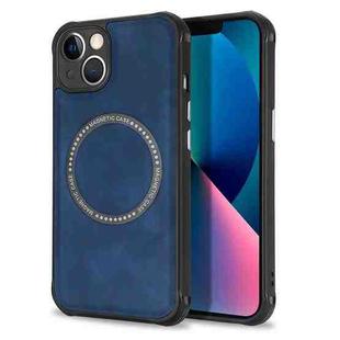 For iPhone 14 Plus Lambskin Texture Magsafe Magnetic Phone Case (Blue)