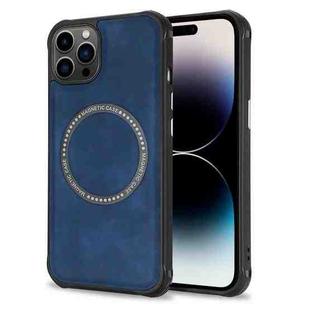 For iPhone 14 Pro Lambskin Texture Magsafe Magnetic Phone Case(Blue)