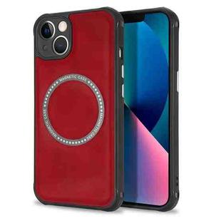 For iPhone 13 Pro Max Lambskin Texture Magsafe Magnetic Phone Case (Red)