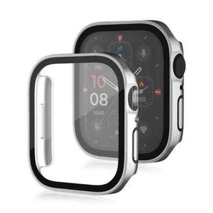 Life Waterproof Frosted 2 in 1 PC Frame + Tempered Glass Protective Case For Apple Watch Series 9 / 8 / 7 45mm(Silver)
