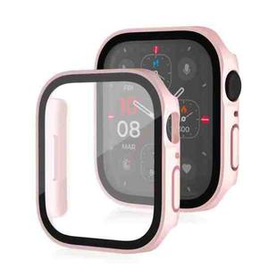 Life Waterproof Frosted 2 in 1 PC Frame + Tempered Glass Protective Case For Apple Watch Series 9 / 8 / 7 41mm(Rose Gold)