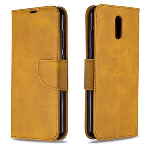 For Nokia 2.3 Retro Lambskin Texture Pure Color Horizontal Flip PU Leather Case with Holder & Card Slots & Wallet & Lanyard(Yellow)
