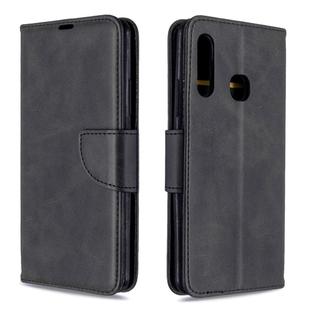 For Galaxy A70e Retro Lambskin Texture Pure Color Horizontal Flip PU Leather Case with Holder & Card Slots & Wallet & Lanyard(Black)