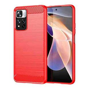 For Xiaomi Redmi Note 11 Pro / Note 11 Pro+ Brushed Texture Carbon Fiber TPU Case(Red)