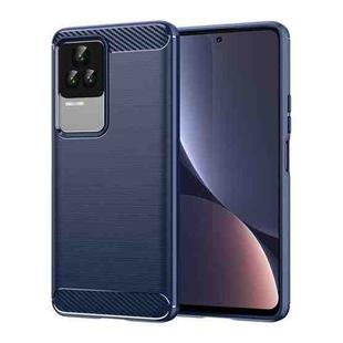 For Xiaomi Redmi K40S Brushed Texture Carbon Fiber TPU Case(Navy Blue)