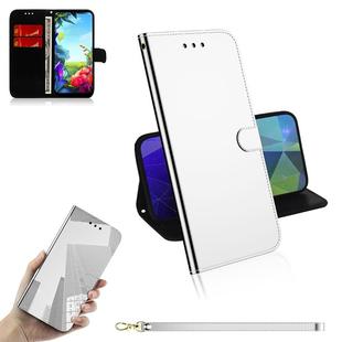 For LG K40S Mirror-like Magnetic Attraction Horizontal Flip Leather Case with Lanyard, Support Holder & Card Slot & Wallet(Silver)