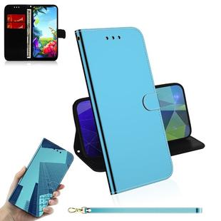 For LG K40S Mirror-like Magnetic Attraction Horizontal Flip Leather Case with Lanyard, Support Holder & Card Slot & Wallet(Blue)