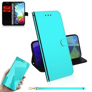For LG K40S Mirror-like Magnetic Attraction Horizontal Flip Leather Case with Lanyard, Support Holder & Card Slot & Wallet(Mint Green)