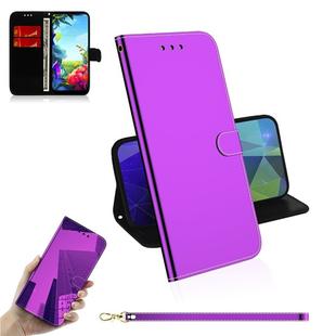 For LG K40S Mirror-like Magnetic Attraction Horizontal Flip Leather Case with Lanyard, Support Holder & Card Slot & Wallet(Purple)