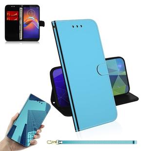 For Motorola Moto E6 Play Mirror-like Magnetic Attraction Horizontal Flip Leather Case with Lanyard, Support Holder & Card Slot & Wallet(Blue)