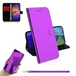 For Motorola Moto E6 Play Mirror-like Magnetic Attraction Horizontal Flip Leather Case with Lanyard, Support Holder & Card Slot & Wallet(Purple)