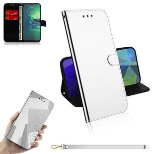For Motorola Moto G8 Plus Mirror-like Magnetic Attraction Horizontal Flip Leather Case with Lanyard, Support Holder & Card Slot & Wallet(Silver)
