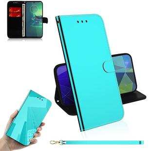 For Motorola Moto G8 Plus Mirror-like Magnetic Attraction Horizontal Flip Leather Case with Lanyard, Support Holder & Card Slot & Wallet(Mint Green)