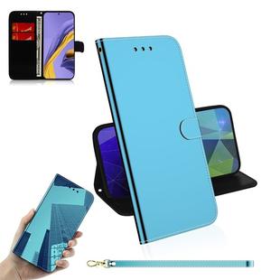 For Galaxy A51 Mirror-like Magnetic Attraction Horizontal Flip Leather Case with Lanyard, Support Holder & Card Slot & Wallet(Blue)