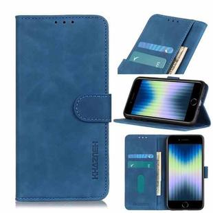 For iPhone SE 2022 / SE 2020 Retro Texture PU + TPU Horizontal Flip Leather Case with Holder & Card Slots & Wallet(Blue)