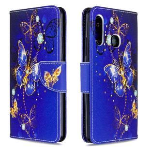 For Galaxy A70e Colored Drawing Horizontal Flip Leather Case with Holder & Card Slots & Wallet(Purple Butterfly)